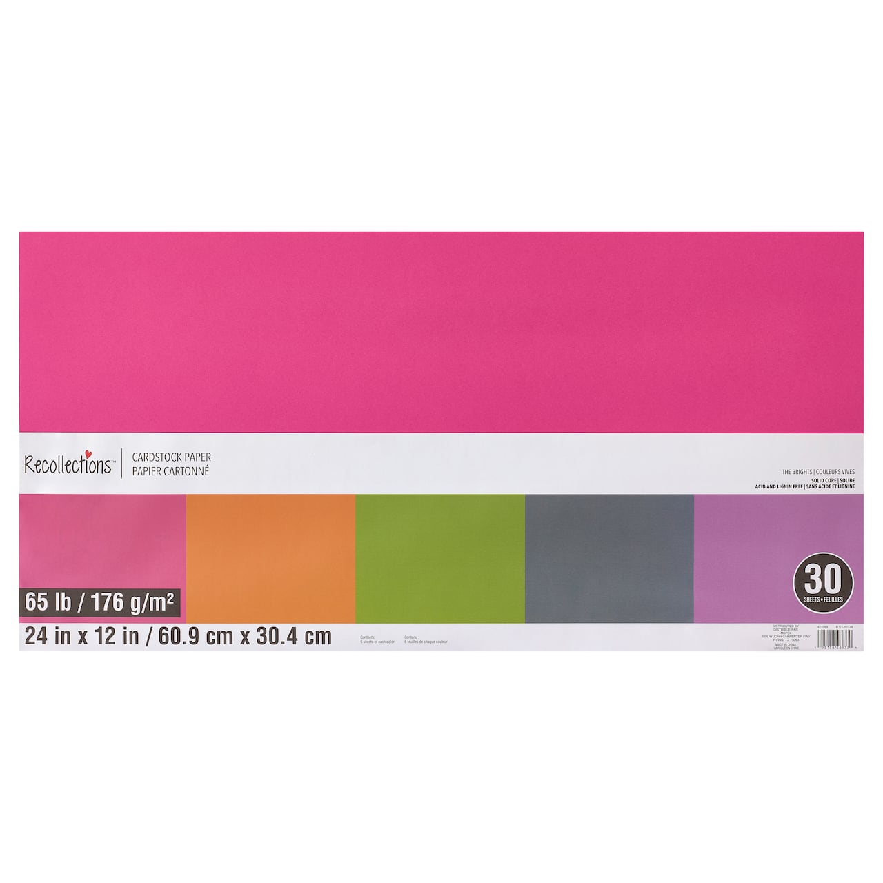 9 Packs: 30 ct. (270 total) Bright 12" x 24" Cardstock Paper by Recollections™
